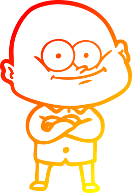 Bir insan tarafından çizilmiş kel bir adamın sıcak çizgi çizimi.