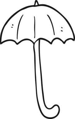 Bir insan tarafından çizilmiş siyah beyaz bir şemsiye.