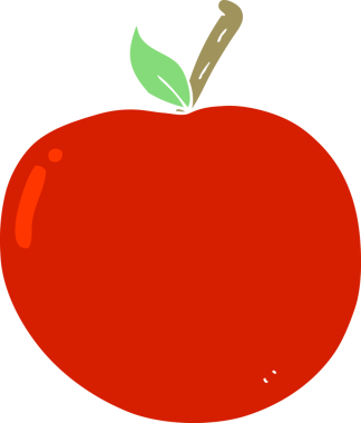 Bir insan tarafından çizilmiş düz renk çizgi film elması