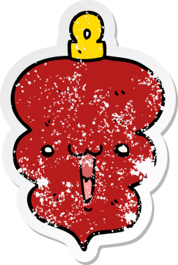 Bir insan tarafından çizilmiş bir karikatür Noel süslemesinin sıkıntılı çıkartması.