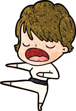 Bir insan tarafından çizilmiş bir karikatür kadın konuşuyor.