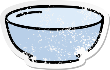 Bir insan tarafından çizilmiş garip bir el karikatür kasesinin sıkıntılı çıkartması.