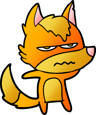 Bir insan tarafından çizilmiş kızgın tilki çizgi film karakteri