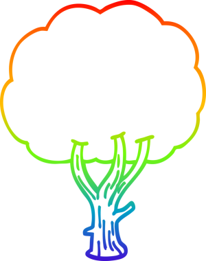 Gökkuşağı gradyan çizgi çizimi Bir insan tarafından çizilen çiçek açan bir ağaç