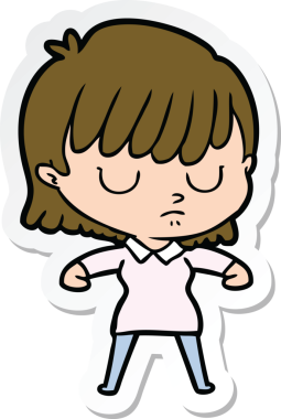 Bir insan tarafından çizilmiş bir karikatür kadının çıkartması.