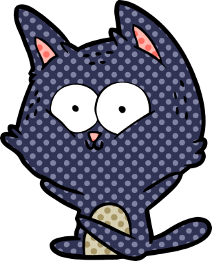 Bir insan tarafından çizilmiş çizgi film kedisi.