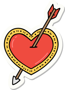 Bir insan tarafından çizilmiş ok ve kalp şeklinde dövme çıkartması.