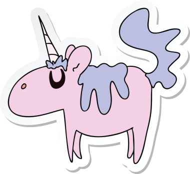 Bir insan tarafından çizilmiş tek boynuzlu atın garip bir el yazısı.