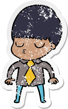 Bir insan tarafından çizilmiş, sıkıntılı bir çizgi film çıkartması.