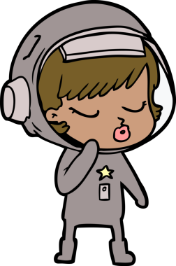 Bir insan tarafından çizilmiş güzel astronot kız.