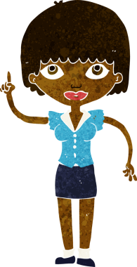 Bir insan tarafından çizilmiş bir fikri olan karikatür kadın.