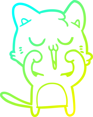 Bir insan tarafından çizilmiş çizgi film kedisinin soğuk çizgi çizimi.