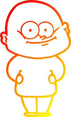 Bir insan tarafından çizilmiş kel bir adamın sıcak çizgi çizimi.