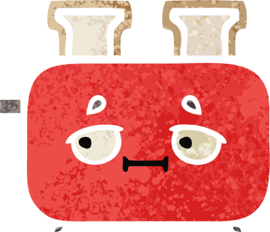 Bir insan tarafından çizilmiş bir tost makinesinin retro çizim stili karikatürü