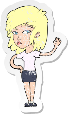 Bir insan tarafından çizilmiş, gerilmiş, karikatür yapıştırması. Güzel bir kadın.