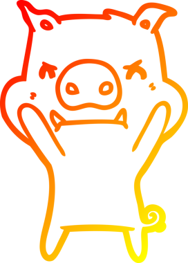 Bir insan tarafından çizilmiş kızgın çizgi film domuzu çizimi.