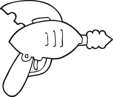 Bir insan tarafından çizilmiş bir ışın tabancası.