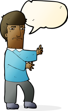 Bir insan tarafından çizilmiş konuşma balonu olan huysuz adam çizgi filmi.