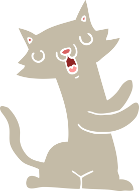 Bir insan tarafından çizilmiş düz renkli çizgi film kedisi