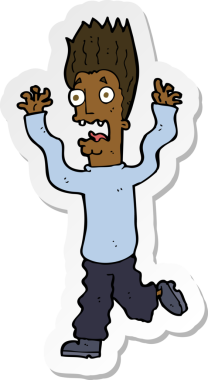 Bir insan tarafından çizilmiş bir karikatürün çıkartması.