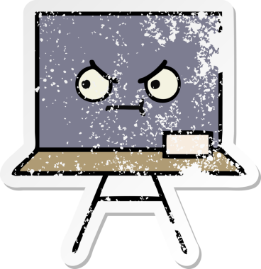 Sevimli bir karikatür tahtası insan tarafından çizilmiş sıkıntılı bir çıkartma.