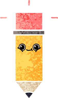 Bir insan tarafından çizilmiş bir kalemin retro çizim tarzı karikatürü