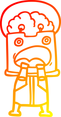 Bir insan tarafından çizilen çizgi film robotunun sıcak çizgi çizimi