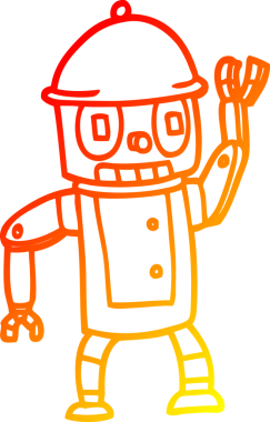 Bir insan tarafından çizilen çizgi film robotunun sıcak gradyan çizimi