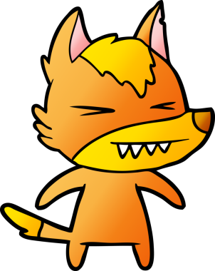 Bir insan tarafından çizilmiş tilki çizgi film karakteri