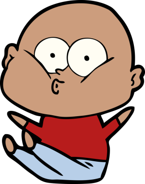 Bir insan tarafından çizilmiş kel bir adam.