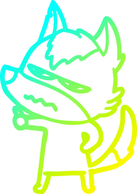 Bir insan tarafından çizilmiş, kızgın bir kurdun soğuk çizgi çizimi.