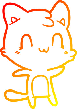 Bir insan tarafından çizilen mutlu çizgi bir kedinin sıcak gradyan çizimi