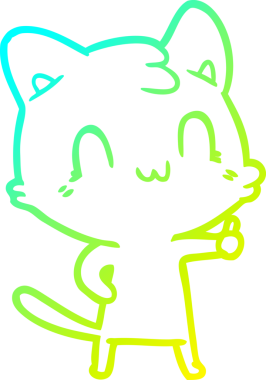 Bir insan tarafından çizilen mutlu çizgi bir kedinin soğuk gradyan çizimi