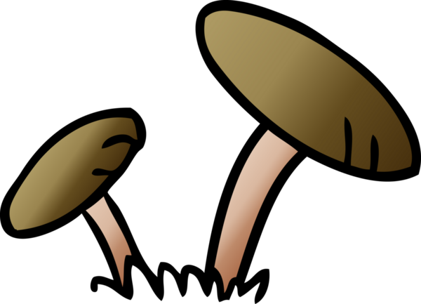 Bir insan tarafından çizilmiş mantarların gradyan karikatürü.