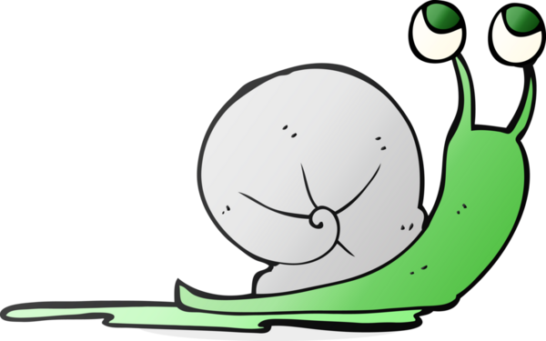 Bir insan tarafından çizilmiş karikatür salyangozu.