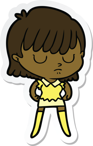 Bir insan tarafından çizilmiş bir karikatür kadının çıkartması.