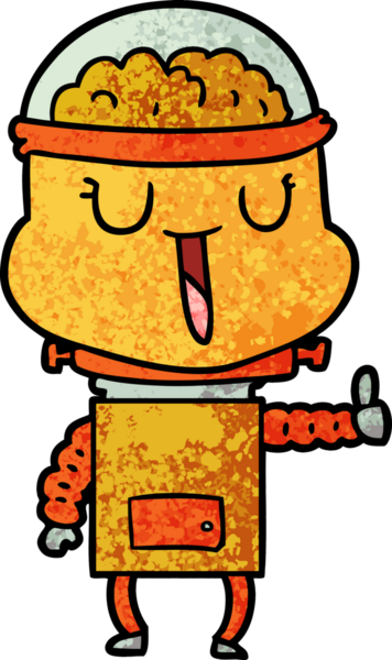 Bir insan tarafından çizilmiş mutlu çizgi film robotu