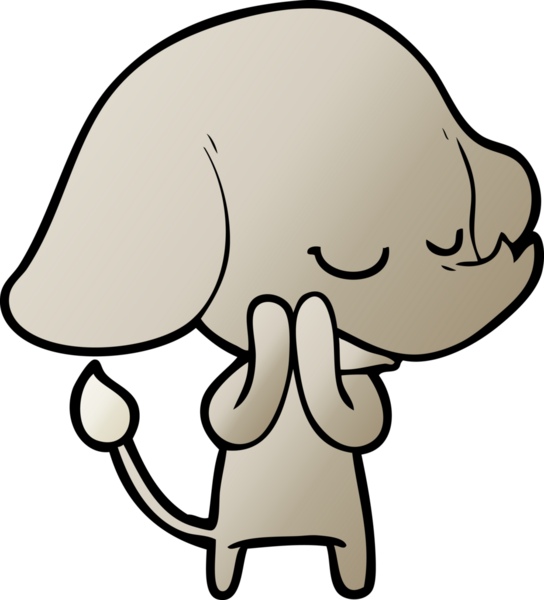 Bir insan tarafından çizilmiş gülümseyen bir fil.