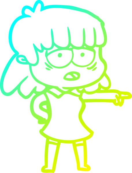 Bir insan tarafından çizilmiş, karikatür çizen, yorgun bir kadın.