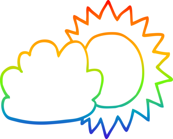 gökkuşağı gradyanı bir insan tarafından çizilmiş karikatür hava durumu çizimi