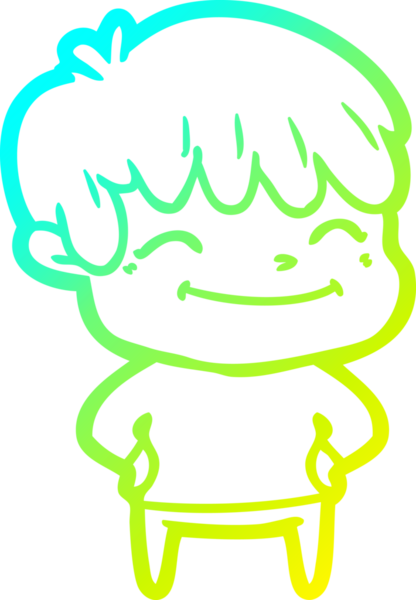 Bir insan tarafından çizilmiş mutlu çizgi film çocuğu çizimi.