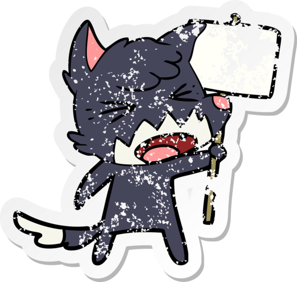 Bir insan tarafından çizilmiş işaretli kızgın bir tilki çizgi film çıkartması.