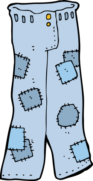 Bir insan tarafından çizilmiş eski bir kot pantolon.