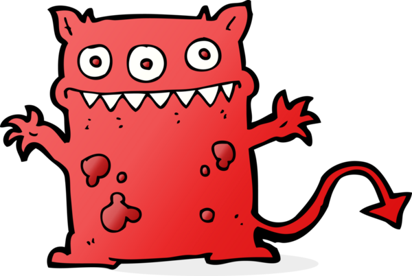 Bir insan tarafından çizilmiş küçük bir canavar.