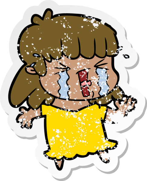 Bir insan tarafından çizilmiş göz yaşları içindeki bir karikatür kadının sıkıntılı çıkartması.