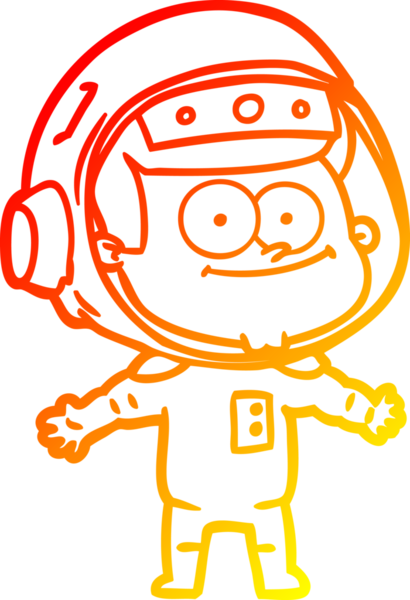 Bir insan tarafından çizilmiş mutlu bir astronot çizgi filminin sıcak gradyan çizimi