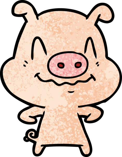 Bir insan tarafından çizilmiş sinirli çizgi film domuzu.