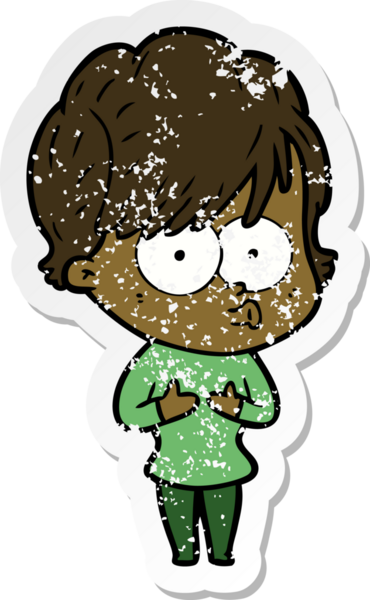 Bir insan tarafından çizilmiş karikatür bir kadının sıkıntılı çıkartması.