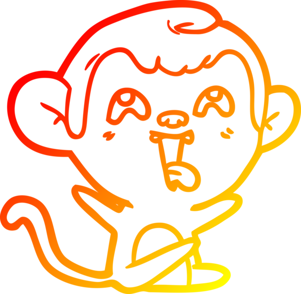 İnsan tarafından çizilmiş çılgın bir çizgi maymunun sıcak çizgi çizimi