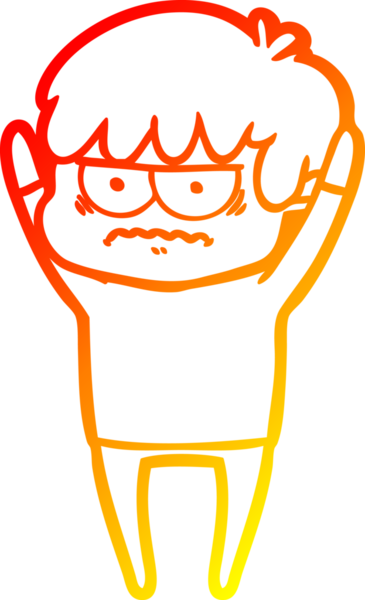 Bir insan tarafından çizilmiş kızgın çizgi film çocuğunun sıcak çizgi çizimi.